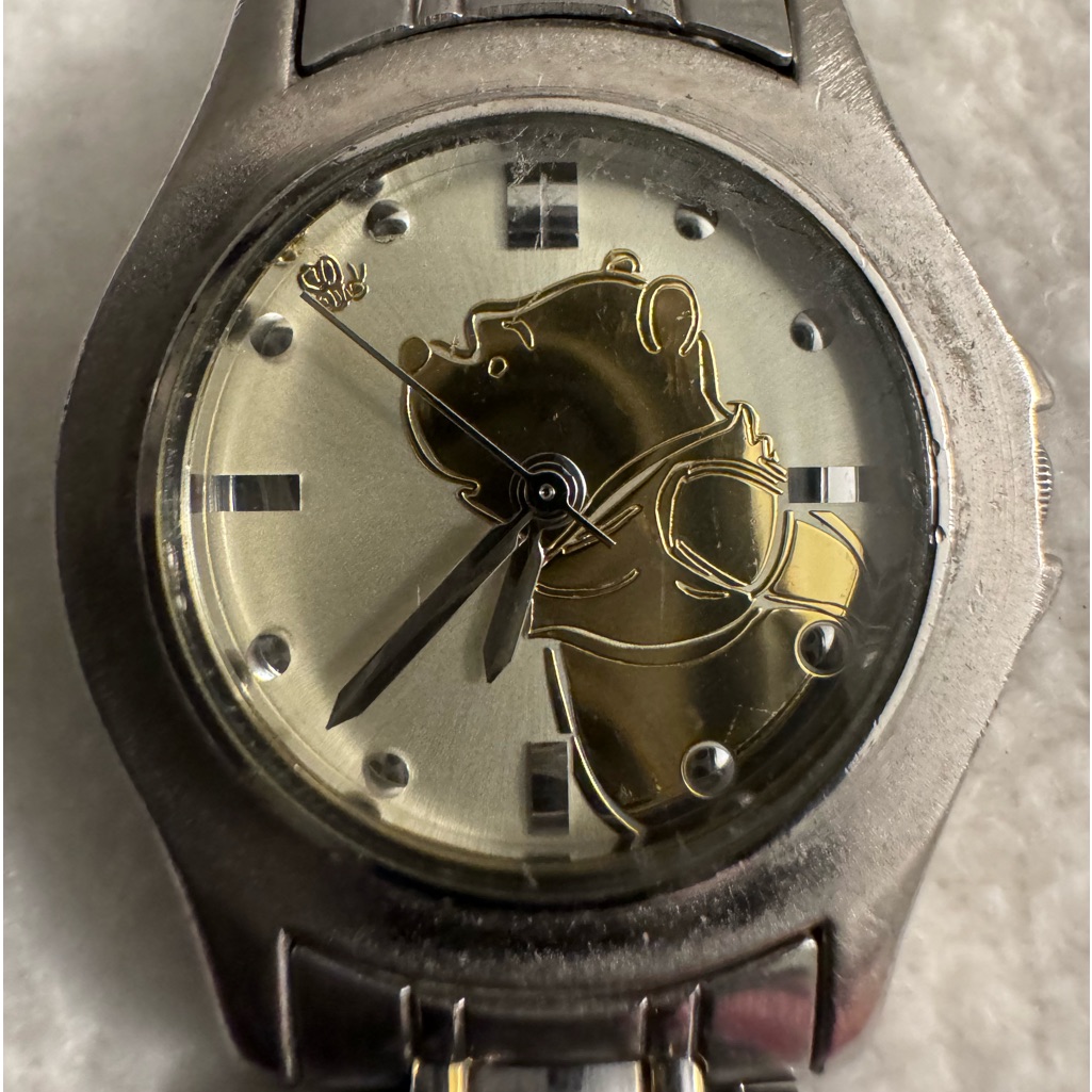 Vintage Winnie The Pooh Watch By Disney From The 80s In Silver Gold Tone